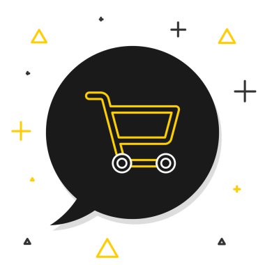 Hat alışveriş arabası simgesi beyaz arkaplanda izole edildi. İnternetten satın alma konsepti. Servis tabelası. Süpermarket sepeti sembolü. Renkli taslak konsepti. Vektör