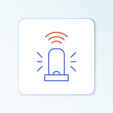 Line Smart siren sistemi simgesi beyaz arkaplanda izole edildi. Acil durum sireni. İnternet kavramının kablosuz bağlantısı. Renkli taslak konsepti. Vektör
