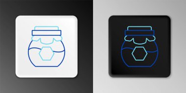 Gri arkaplanda izole edilmiş bal kavanozu. Yiyecek bankası. Tatlı doğal gıda sembolü. Renkli taslak konsepti. Vektör