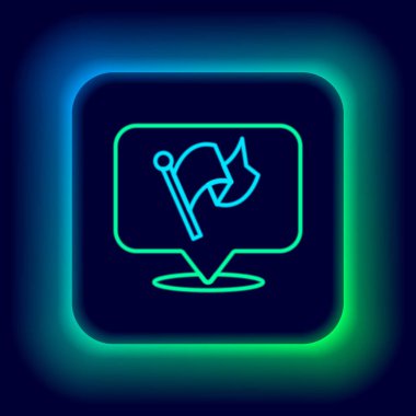 Parlayan neon çizgisi simgesi siyah arkaplanda izole edildi. Zafer, kazanmak ve zorluk konseptini fethetmek. Renkli taslak konsepti. Vektör