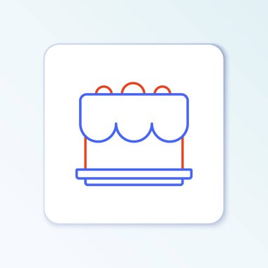 Satır Keki simgesi beyaz arkaplanda izole edildi. Doğum günün kutlu olsun. Renkli taslak konsepti. Vektör