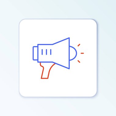 Beyaz arkaplanda Hat Megafonu simgesi izole edildi. Sözcü işareti. Renkli taslak konsepti. Vektör