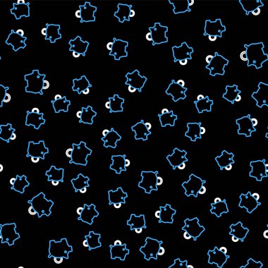 Line Piggy Bankası ikonu siyah arka planda izole edilmiş kusursuz desen. Tasarruf ya da para birikimi, yatırım. Vektör