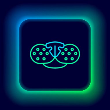 Parlayan neon hattı Kedi burun ikonu siyah arkaplanda izole edildi. Renkli taslak konsepti. Vektör