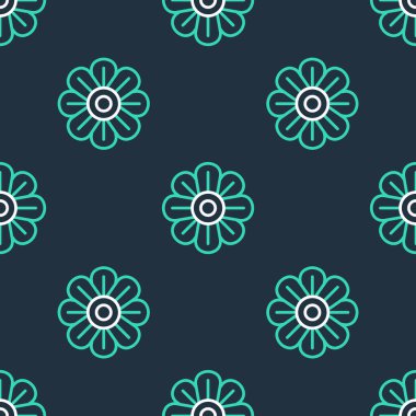 Çizgi Çiçeği simgesi siyah arkaplanda izole edilmiş. Vektör