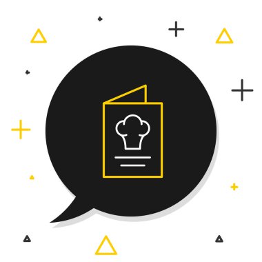 Çizgi Kitabı simgesi beyaz arkaplanda izole edildi. Yemek kitabı ikonu. Yemek tarifi kitabı. Çatal ve bıçak ikonları. Çatal bıçak sembolü. Renkli taslak konsepti. Vektör