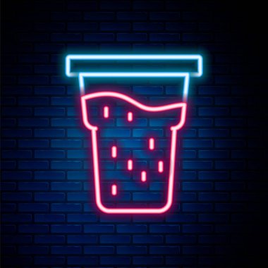 Parlayan neon hattı. Duvarda izole edilmiş bira ikonu camı. Renkli taslak konsepti. Vektör