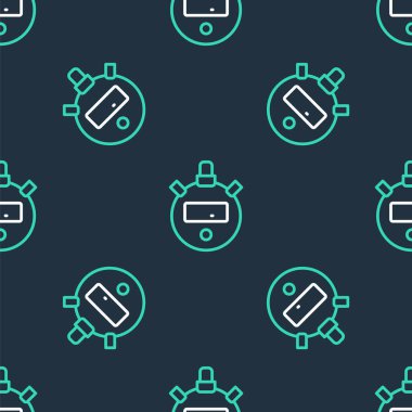 Çizgi İzleme simgesi siyah arkaplanda izole edilmiş kusursuz desen. Zaman göstergesi. Kronometre işareti. Vektör