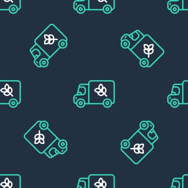 Çizgili un kamyonu simgesi siyah arkaplanda kusursuz desen izole etti. Vektör