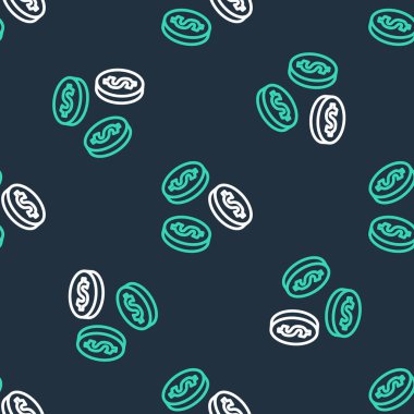 Dolar sembollü çizgi parası siyah arka planda izole edilmiş kusursuz desen. Bankacılık işareti. Para sembolü. Vektör