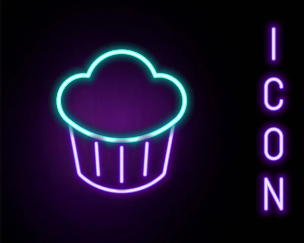发光的霓虹灯线Cupcake图标孤立在黑色背景 五彩缤纷的概念 — 图库矢量图片