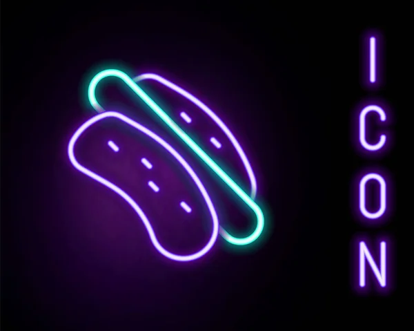 Leuchtendes Neonfarbenes Hotdog Sandwich Symbol Auf Schwarzem Hintergrund Wurst Ikone — Stockvektor