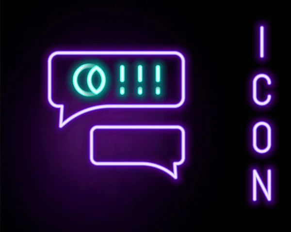 Gloeiende Neon Lijn Speech Bubble Chat Honkbal Spel Pictogram Geïsoleerd — Stockvector