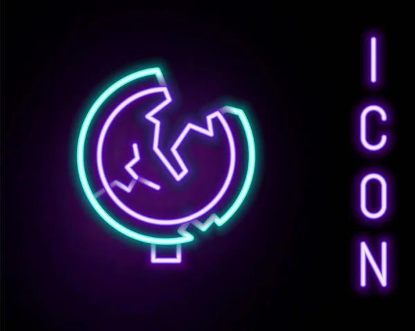Gloeiende Neon Lijn Verkeerstekens Wegwijzerpictogram Geïsoleerd Zwarte Achtergrond Pointer Symbool — Stockvector