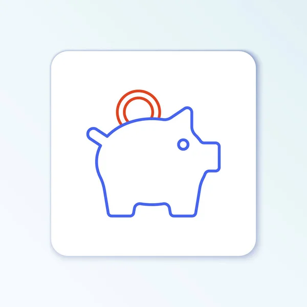 Line Piggy Icono Orilla Aislado Sobre Fondo Blanco Icono Ahorro — Vector de stock
