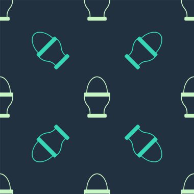 Bir simge üzerinde yeşil ve bej tavuk yumurtası mavi arkaplanda izole edilmiş pürüzsüz desen. Vektör