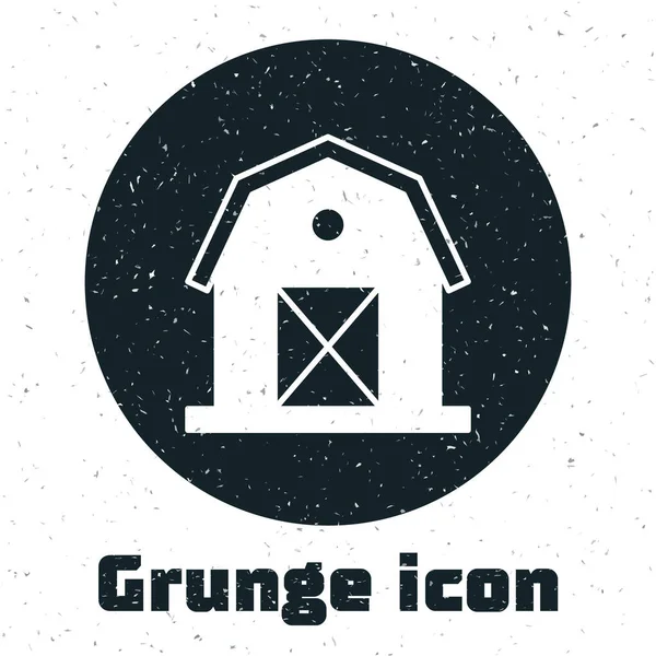 Grunge Farm House Ikone Isoliert Auf Weißem Hintergrund Monochrome Vintage — Stockvektor