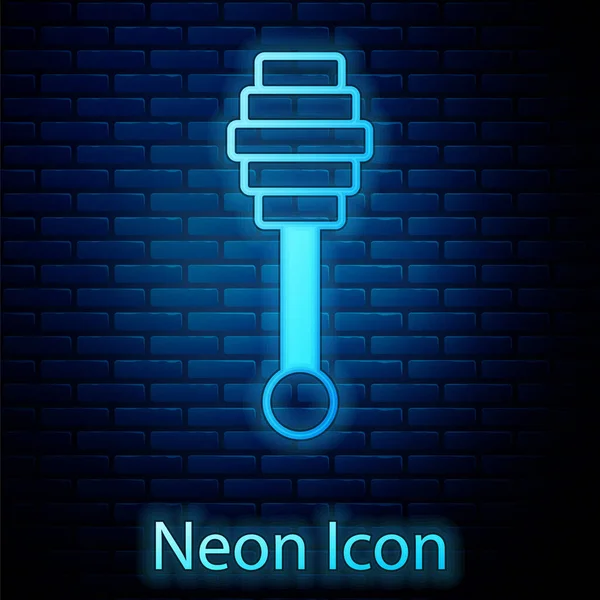 Ragyogó Neon Méz Mártogatós Bot Ikon Elszigetelt Téglafal Háttér Mézes — Stock Vector