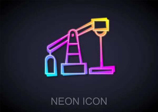 Leuchtende Neon Line Ölpumpe Oder Pumpe Buchse Symbol Isoliert Auf — Stockvektor