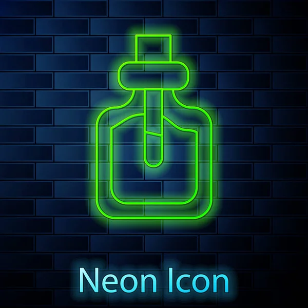 Brillante Línea Neón Icono Perfume Aislado Fondo Pared Ladrillo Vector — Vector de stock