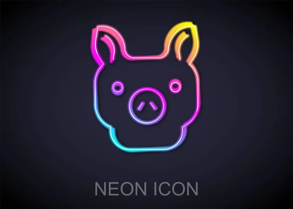 Glowing Neon Line Pig Icon Isolated Black Background Animal Symbol — Stock Vector