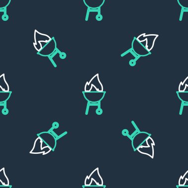 Barbekü çizgisi simgesi siyah arkaplanda izole edilmiş. Barbekü ızgara partisi. Vektör