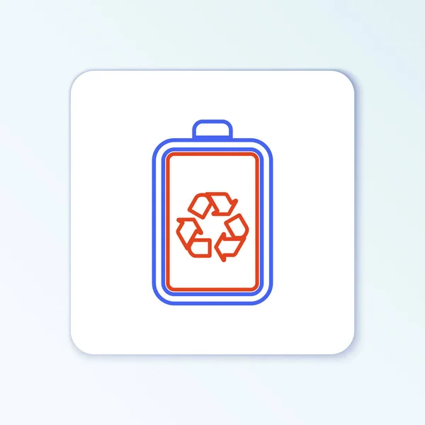 Linienbatterie Mit Recycling Symbol Liniensymbol Isoliert Auf Weißem Hintergrund Batterie — Stockvektor