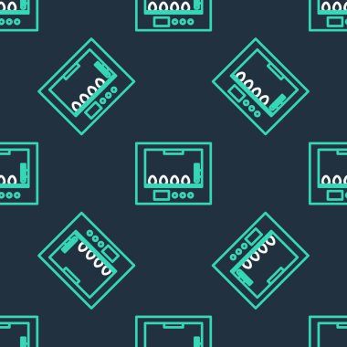 Yumurta ikonu için çizgi inkübatörü siyah arka planda izole edilmiş pürüzsüz desen. Vektör