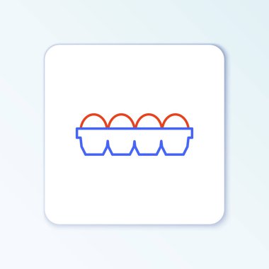 Beyaz arka planda izole edilmiş kutu ikonundaki Tavuk yumurtası. Renkli taslak konsepti. Vektör