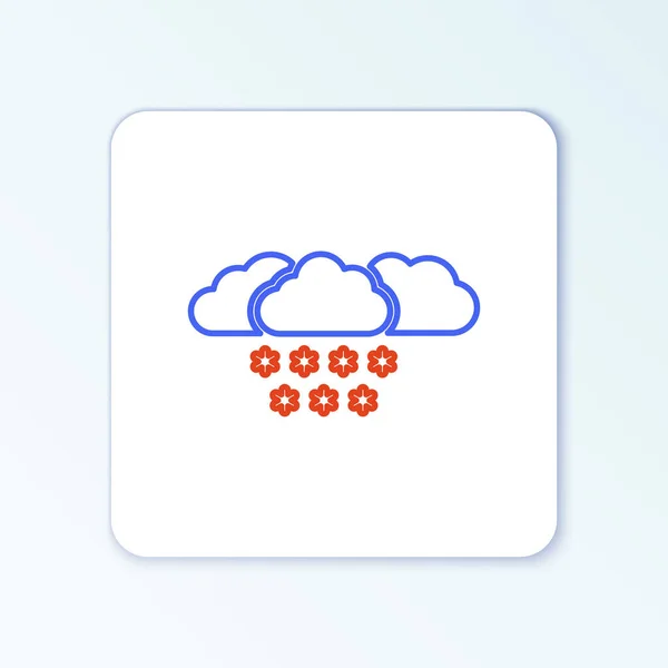 Line Cloud Ikonou Sněhu Izolované Bílém Pozadí Mrak Sněhovými Vločkami — Stockový vektor