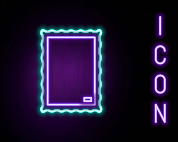 Zářící Neonová Čára Ikona Obrázku Izolovaná Černém Pozadí Barevný Koncept — Stockový vektor