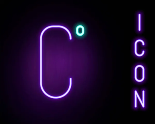 Leuchtende Leuchtschrift Celsius Symbol Isoliert Auf Schwarzem Hintergrund Buntes Rahmenkonzept — Stockvektor