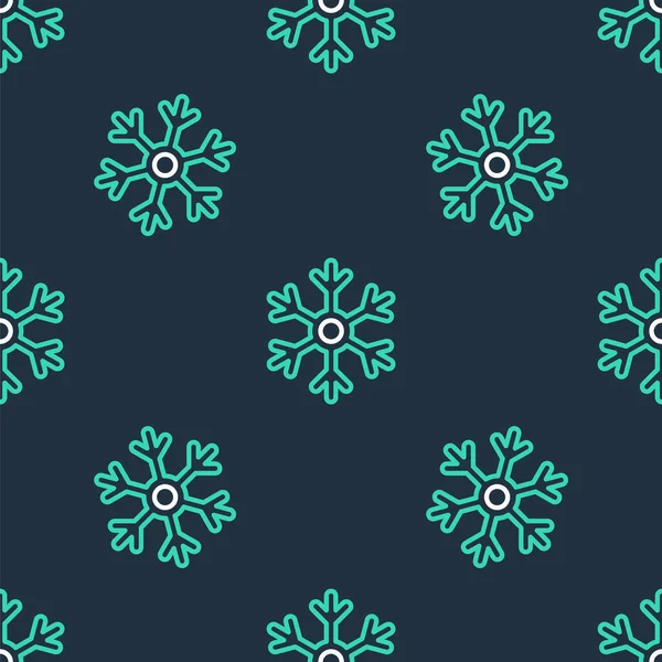 Line Snowflake Ícone Isolado Padrão Sem Costura Fundo Preto Vetor — Vetor de Stock