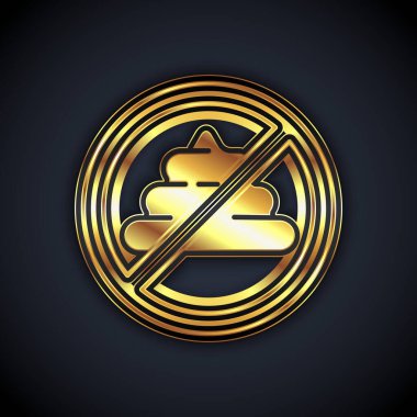 Gold No shit icon isolated on black background.  Vector