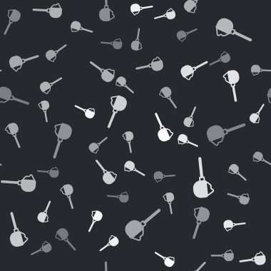 Üzerinde un simgesi olan gri ölçü kabı siyah arka planda izole edilmiş kusursuz desen. Pişirme malzemeleri. Sağlıklı organik yiyecekler. Hamur yemeği. Vektör