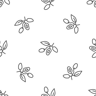 Gri çizgi tarih meyve ikonu beyaz arka planda izole edilmiş pürüzsüz desen. Vektör