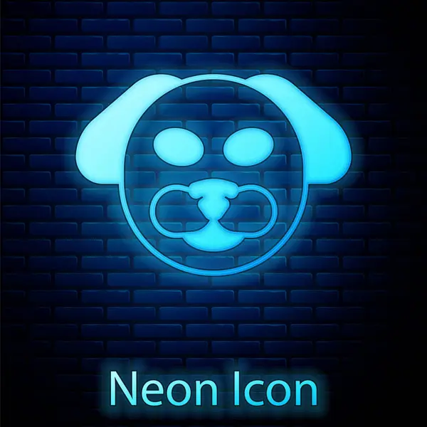 Leuchtende Neon Dog Symbol Isoliert Auf Backsteinwand Hintergrund Vektor — Stockvektor