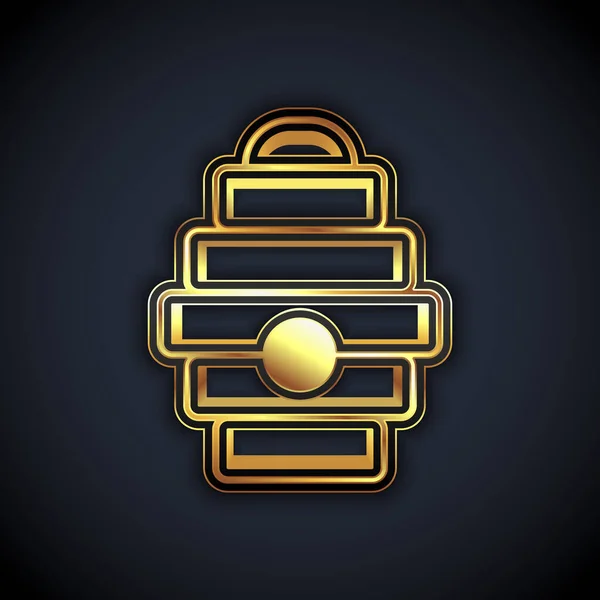 Gold Hive För Bin Ikon Isolerad Svart Bakgrund Bikupans Symbol — Stock vektor