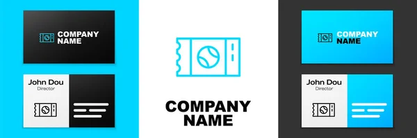 Blue Line Baseball Ticket Icon Isolated White Background Logo Design — Stock Vector