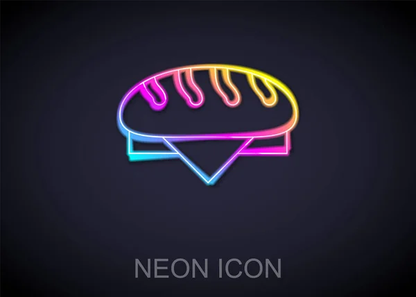 Leuchtendes Neonfarbenes Brotlaib Symbol Auf Schwarzem Hintergrund Vektor — Stockvektor