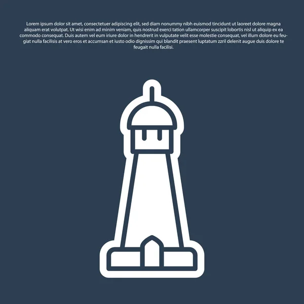 Modrá Čára Mešita Věž Nebo Minaret Ikona Izolované Modrém Pozadí — Stockový vektor