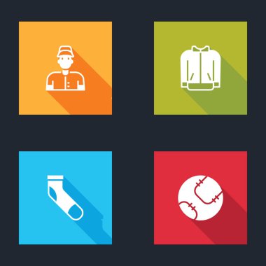 Set beyzbol oyuncusu, tişört, çorap ve ikon. Vektör