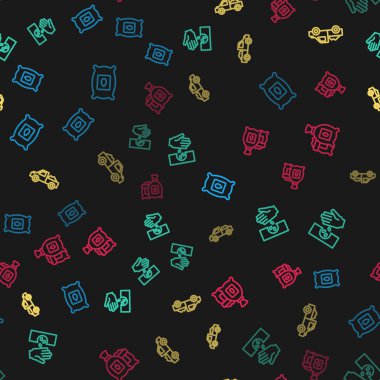 Tohum, tohum, pikap kamyonu ve pürüzsüz desenlerle dolu bir hat oluşturun. Vektör