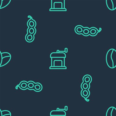 El yapımı kahve öğütücüsü, taze bezelye ve kahve çekirdekleri kusursuz. Vektör