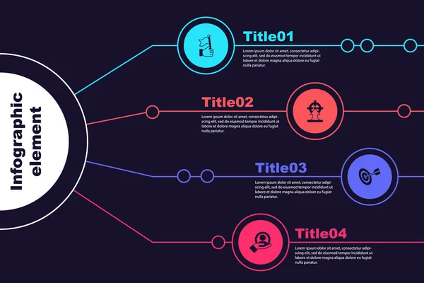 Ustaw Flagę Ręcznego Trzymania Target Dla Poszukiwaczy Szablon Infograficzny Biznesu — Wektor stockowy