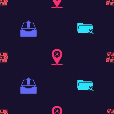 Dizin servisini ayarla, gelen kutusunu yükle, konum ve ofis dizinlerini pürüzsüz desen üzerine kur. Vektör.