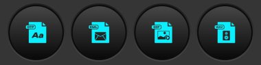 OTF dosya belgesi, EML, GIF ve WAV simgesini ayarla. Vektör.