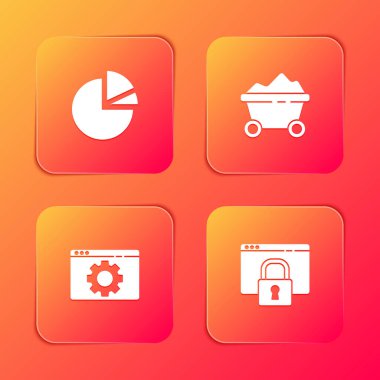 Pasta grafiği bilgisini, Kömür madeni tramvayı, Tarayıcı ayarlarını ayarlayın ve sitenizi HTTPS, SSL simgesi ile emniyete alın. Vektör.