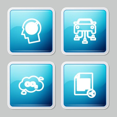 Çizgi başı avlanma konsepti, araba paylaşımı, CO2 emisyon bulutu ve Paylaşım dosya simgesi. Vektör.