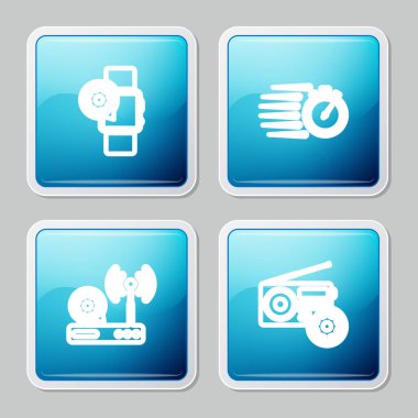 Smartwatch ayarları, Stopwatch, Router ve Wi-Fi ve Radio ikonu ayarlayın. Vektör.